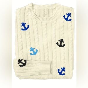 Nantucket Preppy Cableknit Anchor Sweater